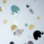 Blue Elephant Mobile For Baby Nursery In Blue Gray..