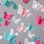 Nursery Mobile - Pink & Aqua Butterfly..