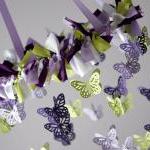 Butterfly Mobile In Purple Lavender Green..