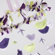 Purple Lavender Green Bird Nursery Mobile, Baby Shower Gift, Photographer Prop