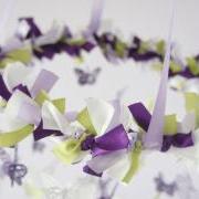 Butterfly Mobile in Purple Lavender Green & White- Photography Prop, Baby Shower Gift