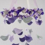Modern Nursery Mobile- Birds in Purple, Lavender & Grey- Baby Shower Gift, Photographer Prop