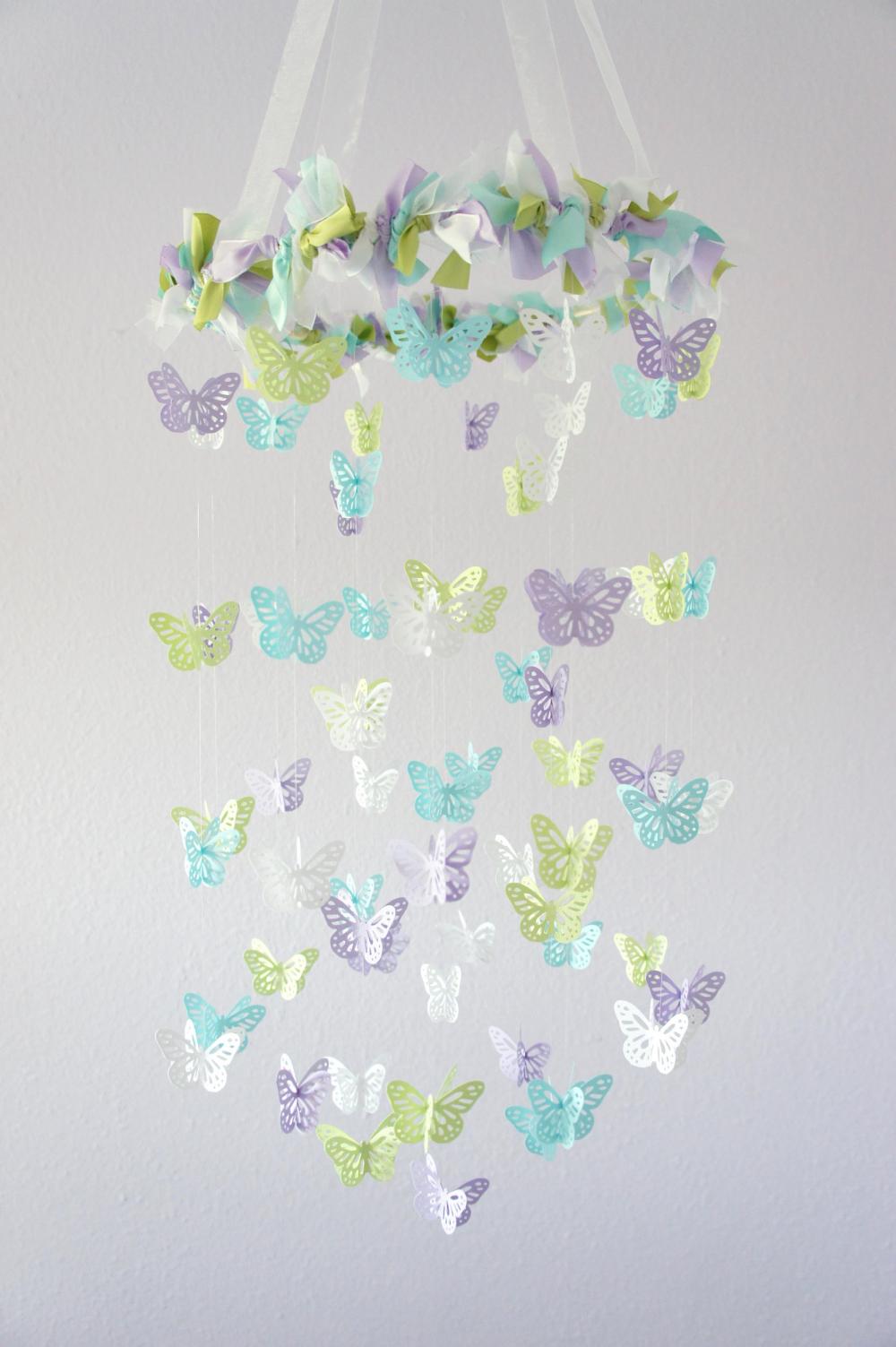 Butterfly Mobile- Lavender, Green, Blue & White