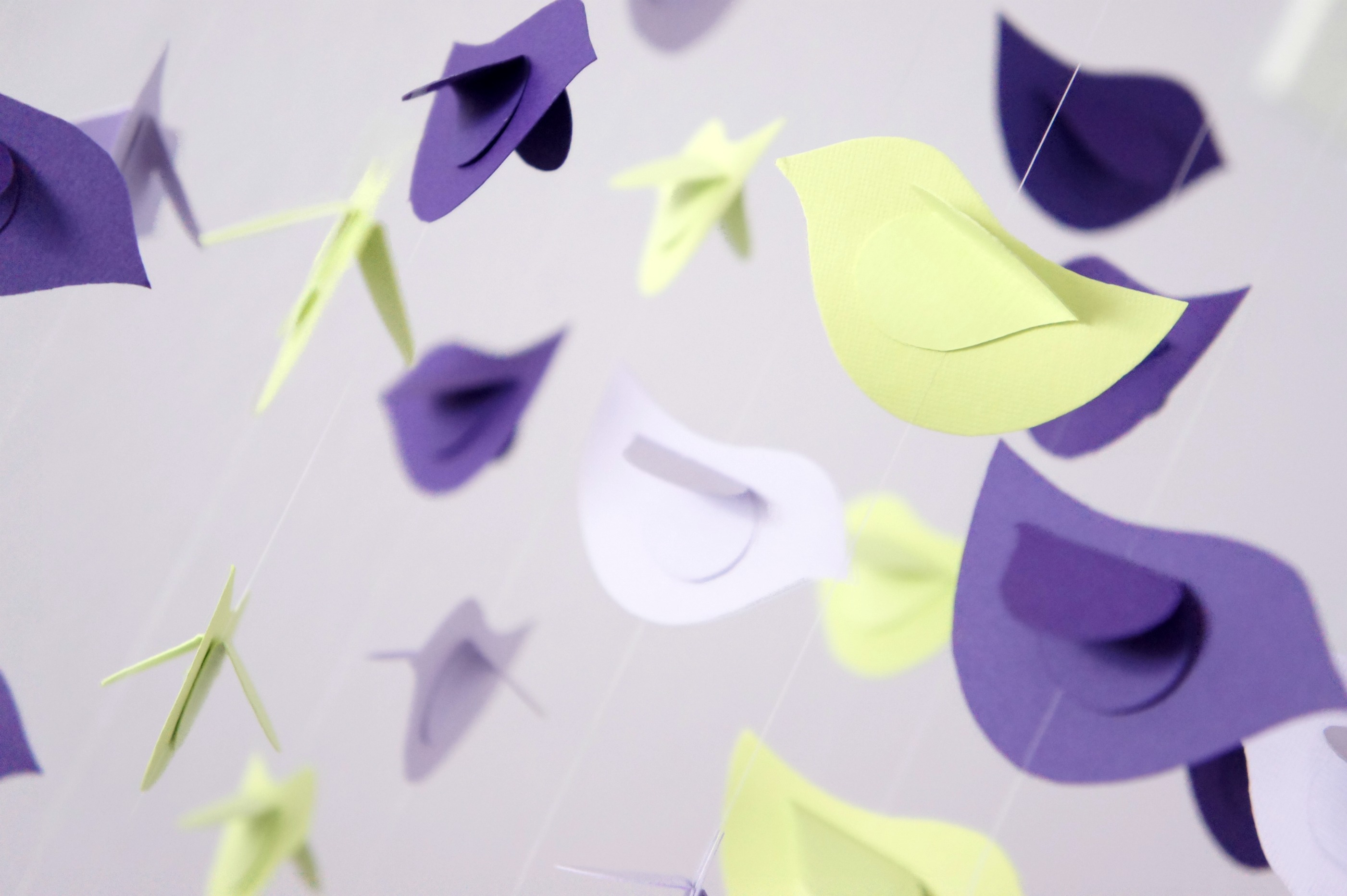 Purple Lavender Green Bird Nursery Mobile, Baby Shower Gift